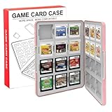 MOXCAHER 3DS ソフトケース 3DS/DS/2DS対応 24/48 枚収納 ソフト整理収納盒 防塵保護 持ち運び便利 (ピンク, 24枚収納)