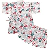 ガールズベビー浴衣|甚平[くろわっさんす べべ]ベビー甚平|上下セット|麻の葉柄|和柄(日本製生地) 綿100％|女の子|女児 80cm ホワイト