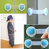 Hioffer(ハイオフア)子供 安全 キャビネット 食器棚 コーナー 赤ちゃん 引き出しラッチ ケガ防止 キッズ ロック ラッチ ブルー 4個セット