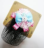 オリジナル ハンドメイド ピンクバレリーナ ピンクフラワー リボン パール ローズ ラインストーン　 バレッタネット No.73
