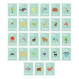 Spanish Alphabet 08x10 Inch Print Wall Cards Blue Nature Kid's Wall Art Nursery Decor Kid's Room Dec
