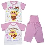 【本体綿100％】2018年 夏物 アンパンマン 天竺 半袖・半袖 ２トップスパジャマ Anpanman ピンク◇90cm