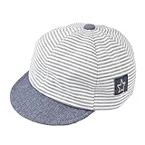 【ノーブランド品】ベビー コットンキャップボーダー 42cm-46cm グレー