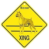 Boxer XING サインボード：ボクサー（立ち耳） 横断 注意 英語 看板 Made in U.S.A [並行輸入品]