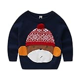 PANCY 子供服 秋冬 長袖 セーター ニット 丸首 かわいい 毛玉 男の子 女の子 くま(105cm,ネイビー)