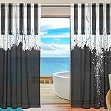 seulifeウィンドウ薄手カーテンヴィンテージ音楽ピアノブラックandホワイトドアキッチンリビングルームベッドルーム55 x 78インチ2のボイルカーテンドレープパネル 55"x 78" g2565