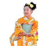 [ KIMONOMACHI ] こども 浴衣セット「オレンジ蝶々」 110cm