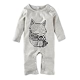 (ビッグエレファント) Big Elephant 1点長袖カバーオールフレンチテリー綿コットン100％男の子キツネ 3-18ヶ月 H12 (6-12ヶ月)