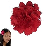 Peony Flower Hair Clip - Girl TruStay Clip - Best NO Slip Barrette For Fine Hair (GD1-Red) by Twinkl