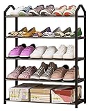 シューズラック　幅42/64/80cm　3/4/5段 　組立簡単　可動式　スリム　シンプル　下駄箱 　靴棚 (ブラック（64 * 20 * 80cm）, 幅64cm)