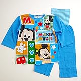 Disney（ディズニー）ミッキー前ボタン ロールアップ式 腹巻付き長袖パジャマ 90ｃｍ/95ｃｍ （A7301） (90ｃｍ)
