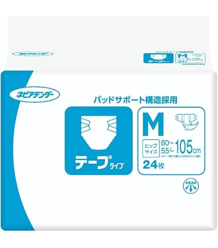 未開封新品　紙おむつ（テープ）Mサイズ　６パック（２４枚×６）　ネピアテンダー Amazon | ネピアテンダー テープタイプ Mサイズ 24枚【ADL区分:寝て