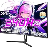 Amzfast 34インチ ゲーミングモニター 240Hz 曲面ウルトラワイド UWQHD 3440x1440 1ms MPRT