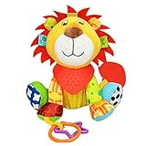 BabyPrice Baby Cute Lion Doll with Teether Educational Toys Developmental Sensory Clip On Toy [並行輸入品