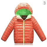Nice Days（ナイス　ディズ）　 子供服 秋冬 コート ダウンコート フード付き 綿服 ジャケット シンプル 厚手 保温 防寒 軽い 女の子 男の子 ユニセックス 通園 通学 (150, オレン