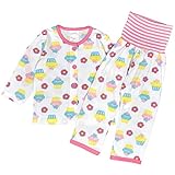アスナロ（パジャマ・ルームウェア） 長袖パジャマ ベビー 女の子 カップケーキ ロールアップ 腹巻付90 ピンク