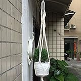 HENSE (ハンセ) 鉢植え用 プラントハンガー プランター マクラメ 麻縄 ナチュラル インテリア (100cm) (MSZ-10))