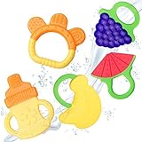 Baby Teether By Ashtonbee (5 Pack) - FDA Approved BPA Free 100% Safe Soft Chewy Silicone Material, P