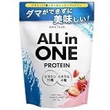 アンビーク オールインワン プロテイン ホエイ ストロベリー風味 ビタミン11種配合 ミネラル4種配合 国産 1kg (ストロベリー, 1kg×1個)