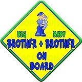 (SUN) BIG BROTHER + BABY BROTHER ON BOARD (like baby on board sign) Non Personalised novelty baby on