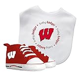 Baby Fanatic Bib with Pre-Walkers, NCAA Wisconsin Badgers Infant Shoe Gift Set by Baby Fanatic