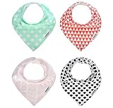 Baby Bandana Drool BIBS for Girls, Very Absorbent ORGANIC Cotton, Cute and Modern Baby Gift Set SWEE