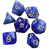TASMAS 7個 多面体 ダイス サイコロ 16mm D20 D12 D10 D8 D6 D4 Dungeons and Dragons 、DND、 TRPG、 MTGなどテーブルゲーム用 (ブルー シルバー)