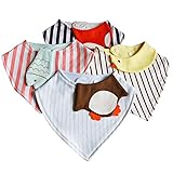 ベビー　ビブ　柔らかい　よだれかけ　スナップビブ　動物４枚セット　100％綿　 (グループ１)