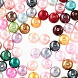 ファイニエ パール ビーズ 8mm 丸 500個 穴あり ミックス ハンドメイド アクセサリー パーツ BD3039