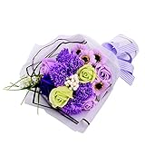Sund ソープフラワー 枯れない 花束 ローズ ギフト プレゼント せっけん 芳香剤 カラフル 結婚記念日 入学 卒業 誕生日 ボックス付 選べる5色　パープル
