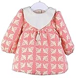 （YRINA）子供服 裏起毛 厚手 チュニック ワンピース 女の子 もこもこ ふわふわ あったか 保温 防寒着 可愛い 花柄 アウター (90cm, ピンク)