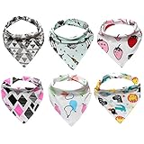 杜屋トヤ　ベビー用品　食事用スタイ　よだれかけ　ビブ　6枚セット　スナップ　コットン　かわいい　柔らかい　三角　出産祝い　プレゼント　保育園　42 x 33 x 24 cm (C セット)