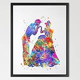 Dignovel Studios 8X10 Cinderella Dancing with Prince Disney Princess Watercolor Art Print Wall Art H