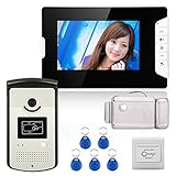 7インチカラービデオドアホンインターホンシステム1モニター1 RFID HDドアベル1000TVLカメラ+電子ドアロック