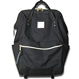 コットンキャンバス素材のガバッと開く口金入りリュックBK