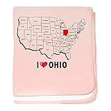 CafePress – I Love Ohio – スーパーソフトベビー毛布、新生児おくるみ ピンク 05542306786832E