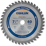 Oshlun SBF-072540 7-1/4-Inch 40 Tooth TCG Saw Blade with 20mm Arbor (5/8-Inch Bushing) for Mild Stee