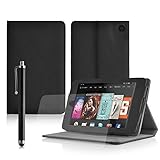 Casezilla Amazon Fire HD 6 Tablet Multi-Function Black Leather Case / Typing & Viewing Stand / Flip 