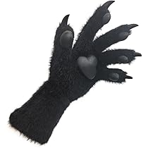 ケモノ手袋・ホワイト　黒い肉球　爪あり ケモノ手袋・ホワイト 黒い肉球 爪あり