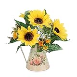 Louisガーデン人工花ひまわりセットand油彩画ミニローズセット イエロー