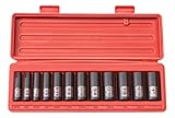 TEKTON 47921 3/8-Inch Drive Deep Impact Socket Set, Inch, Cr-V, 12-Point, 5/16-Inch - 1-Inch, 12-Soc