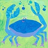 Oopsy daisy crab with bubbles stretched canvas art by stephanie bauer, 14 by 14-inch by Oopsy Daisy 