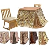 ダイニングこたつ 2人用 4点セット 80×80 ナチュラル　FUJI-aizu-armless　 (布団の柄（ニース）)