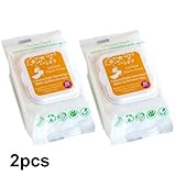 2 PACK ORGANIC LEMON DAILY CLEANSING & MAKEUP REMOVER WIPES WITH ORGANIC ALOE VERA EXTRACT, ALCOHOL,
