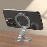 OMIREVANA【角度自由 両面マグネット】スマホリング MagSafe対応 【業界初の新形態】ストレス解消 指先コマ 強力磁石 落下防止 高耐久 360°回転 携帯リング マグネット スマホスタンド スマホホルダー マルチスタンド 車 車載ホルダー 折り畳み式 iPhone17/16/15/14/13/12用 まぐせいふ強化リング付き 全機種対応【マグネットリング おまけ】