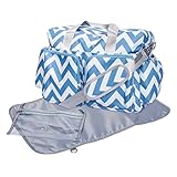 Trend Lab Chevron Deluxe Duffle Diaper Bag, Blue/White by Trend Lab
