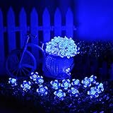 Jimeng　桃花　LEDストリングライト　イルミネーションLEDライト　ソーラーパネル ソーラー充電式　全長7ｍ　LED50灯　ブルー