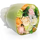 YOBANSA フレグランスソープフラワー ブーケ 枯れない花 バラ 花束 シャボンの香り誕生日 記念日 父の日 プレゼント ギフトボックスセット 10色 (グリーン)