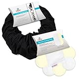 Family First Nursing Cover Breastfeeding Scarf and Organic Bamboo Nursing Pads Gift Set - Black by F