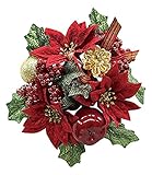 エルアーツ クリスマス オーナメント ポインセチアリング 全長12cm・花径6cm E8018-00